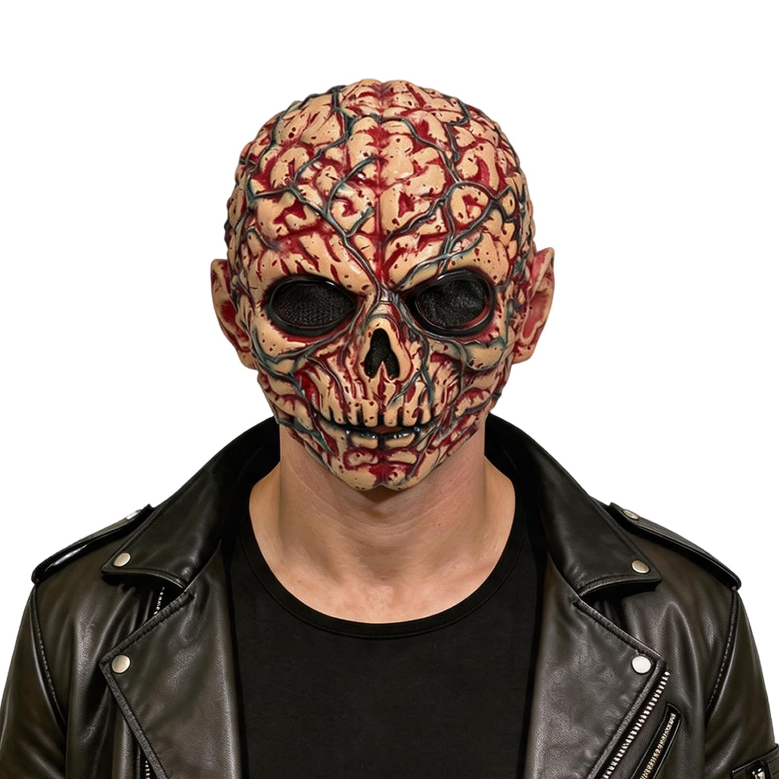 Scary Bloody Zombie Brain Mask, Horror Full Head Latex Mask for Adult