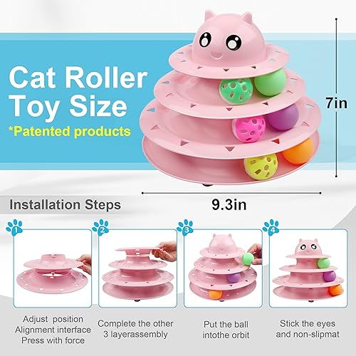 Miniatura 2 de UPSKY Juego de 24 juguetes para gatos, juego de juguetes de 3 niveles para gatitos, juguetes interactivos para gatos de interior, juguetes de hierba