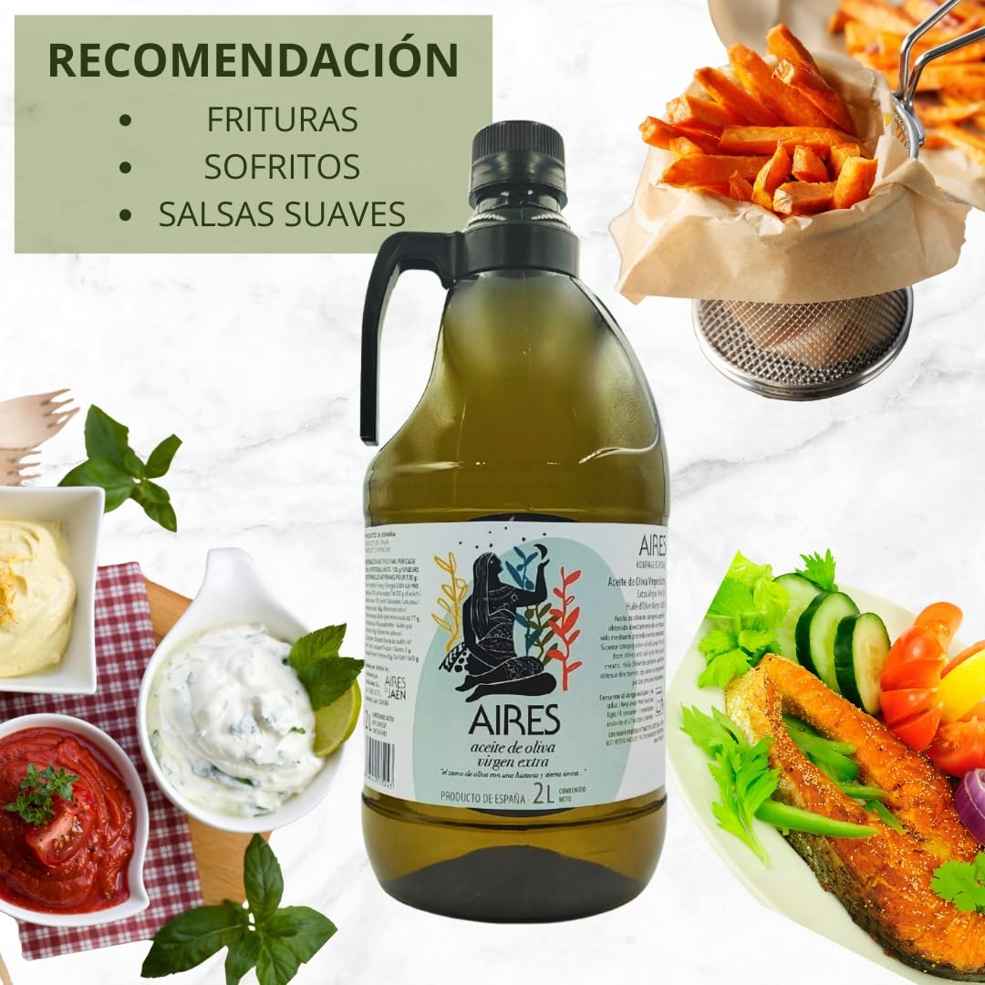 PACK 6 GARRAFAS 2 Litros Aceite de Oliva VIRGEN EXTRA Aires de Jaén (Picual y Arbequina)