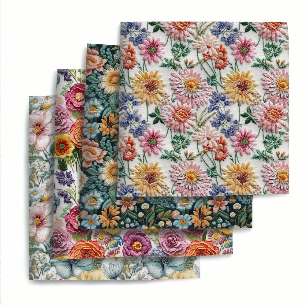 Tissu à broder 3D fleurs en polyester pour des ouvrages de prestige