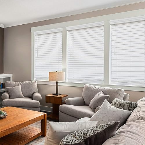 Miniatura 4 de CHICOLOGY Persianas de madera sintética, persianas de madera, cortinas de ventana, tratamientos de ventana, persianas y persianas, persianas para el