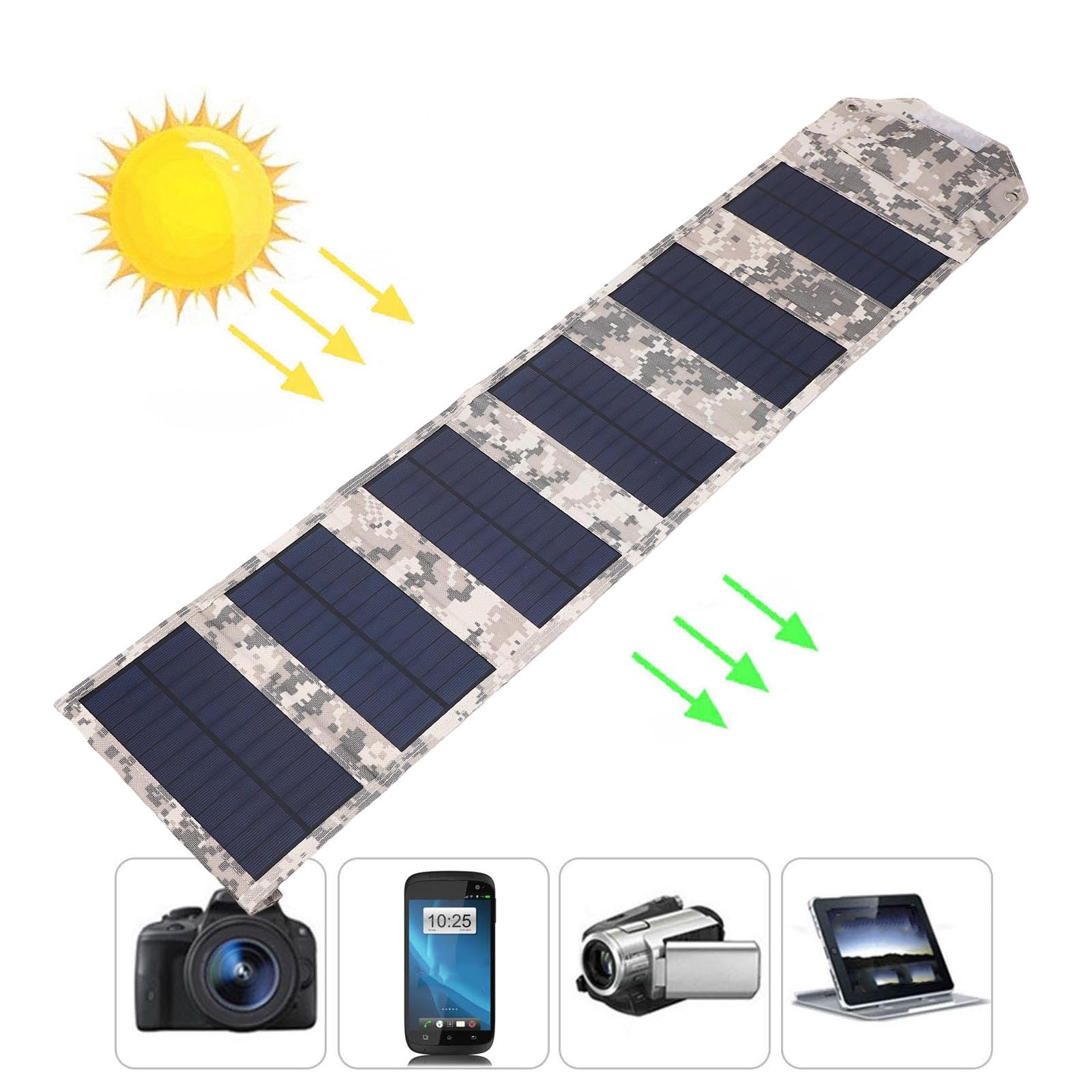 12W USB Solar Panel Charger, Foldable Portable Solar Panel for Camping, Hiking, Backpacking, USB Output Port, Solar Panels Suitable for Charging Phone, Camera