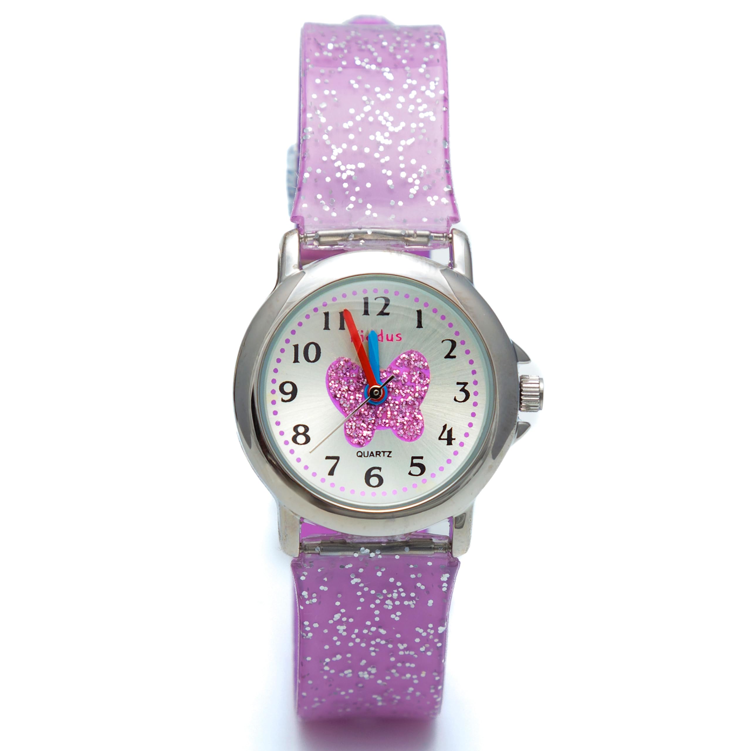 Kiddus Reloj para niña con Purpurina, Incluye Ejercicios para Aprender la Hora, Reloj Infantil Analógico Fácil de Leer, 3ATM, a Partir de 4 años