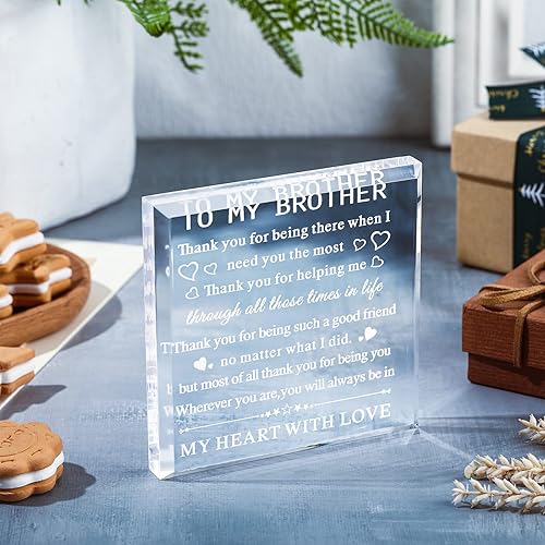 Miniatura 2 de Yulejo Regalo de cumpleaños para hermano de hermana, recuerdo acrílico, pisapapeles, regalos para hermanos, letrero de cristal, placa de condolencia