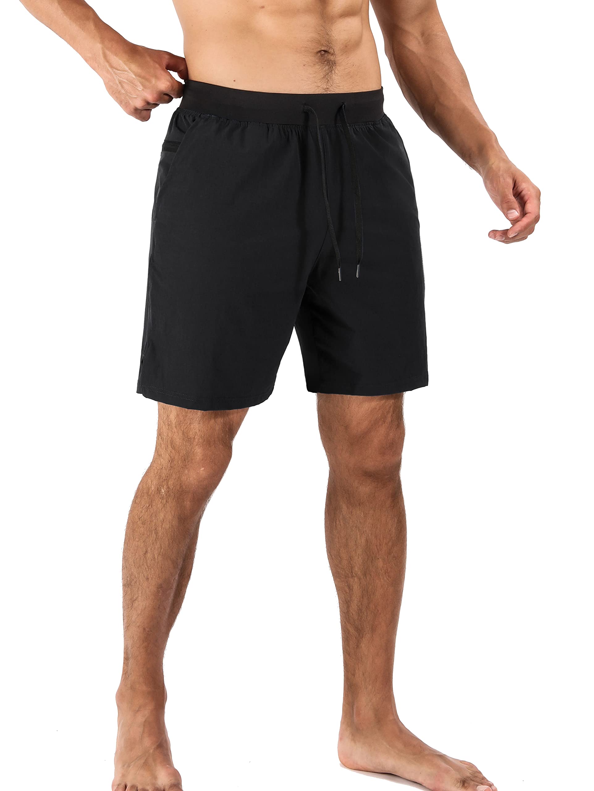 Pantalones Cortos Deportivos 7" Running Shorts Ligeros Secado Rápido con Bolsillo con Cremallera