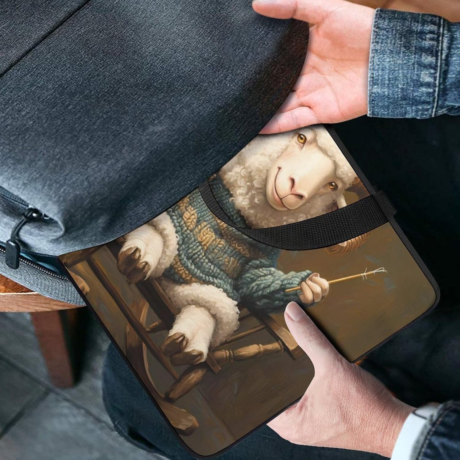 Sheep Knitting Print Laptop Bag Lightweight Computer Bag Carrying Case for Work Business