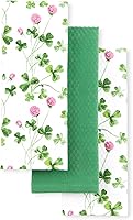Martha Stewart Clover Meadow 3-Pack Kitchen Towels - 100% Cotton Absorbent, St. Patrick's Day Clover Design, White/Green 16x28"