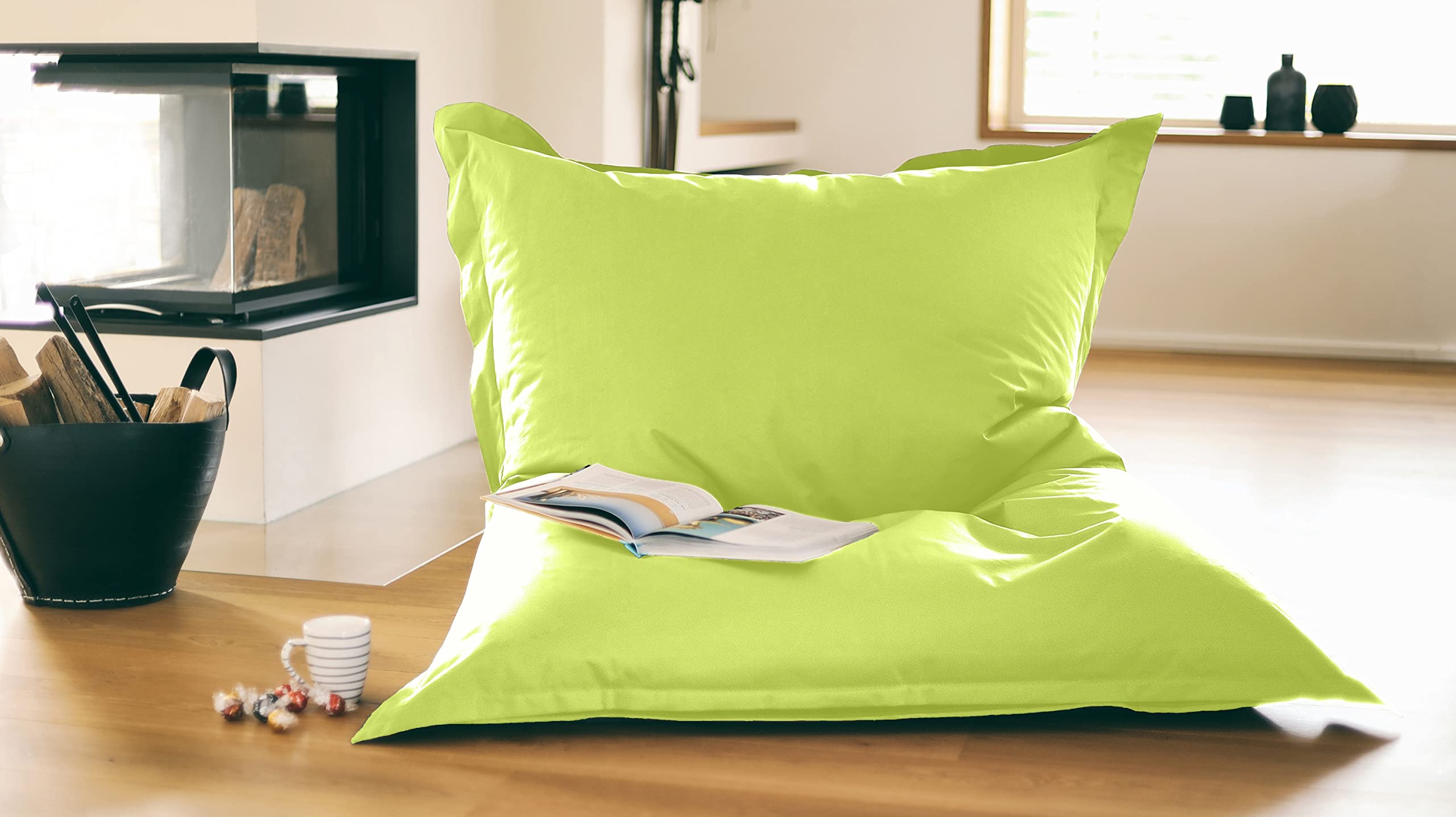 Outdoor & Indoor Eco-pouf con imbottitura ECO, pouf gigante, poltrona relax, cuscino da pavimento, Bean Bag 350L (verde)