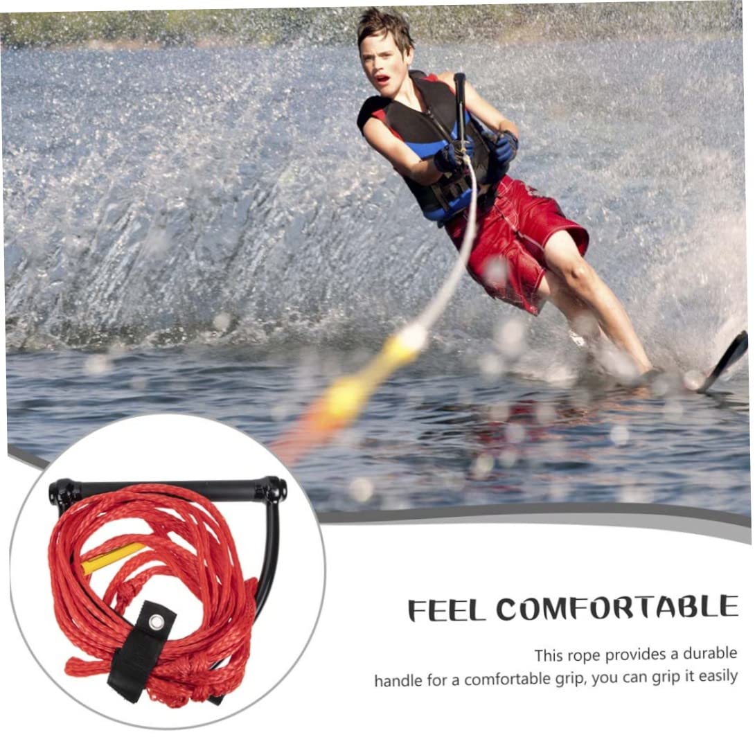 Cuerda de Wakeboard y Esquí Acuático Roja 24 Pies con Mango de Remolque