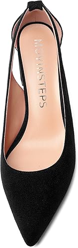 Miniatura 3 de MOVINSTEPS Vestido de bloque para mujer, sin cordones, de gamuza gruesa, puntiaguda, recortado, para oficina, tacón bajo, grueso, zapatos de tacón