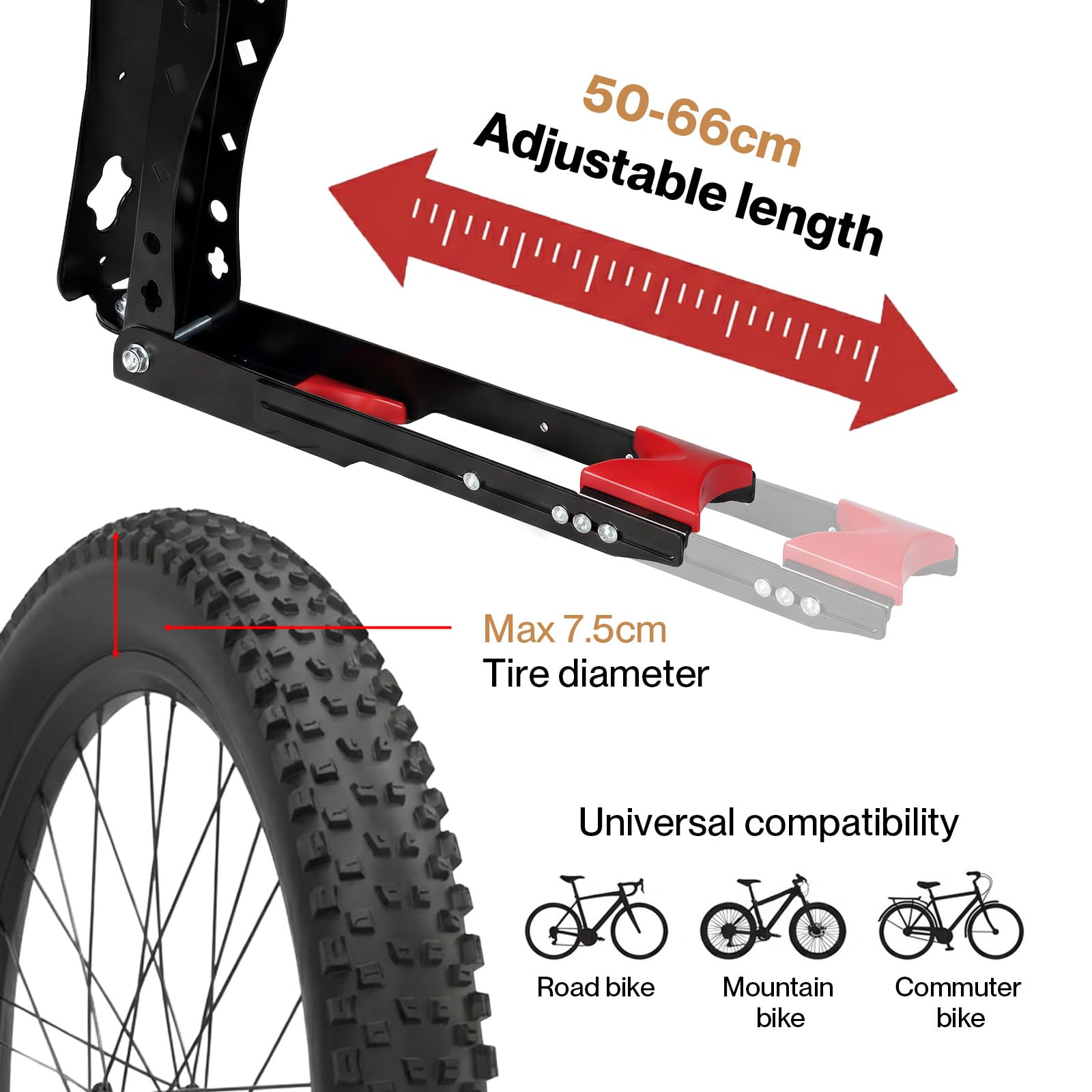 MONVELO Swivel Bike Wall Mount, Adjustable Bike Wall Rack Bike Hanger, Fits 24"-29" Tyres, Holds Up to 30kg - Image 3