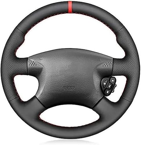 Funda de cuero negro para volante de automóvil para Nissan Almera (N16) 2000-2003 X-Trail (T30) 2001-2003 Terrano 2 2001-2002 Funda de volante de