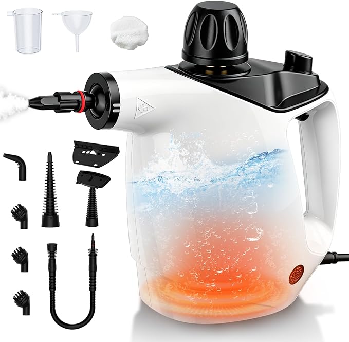 Guks Handheld Steam Cleaner with 1050W Power and 13 Accessories