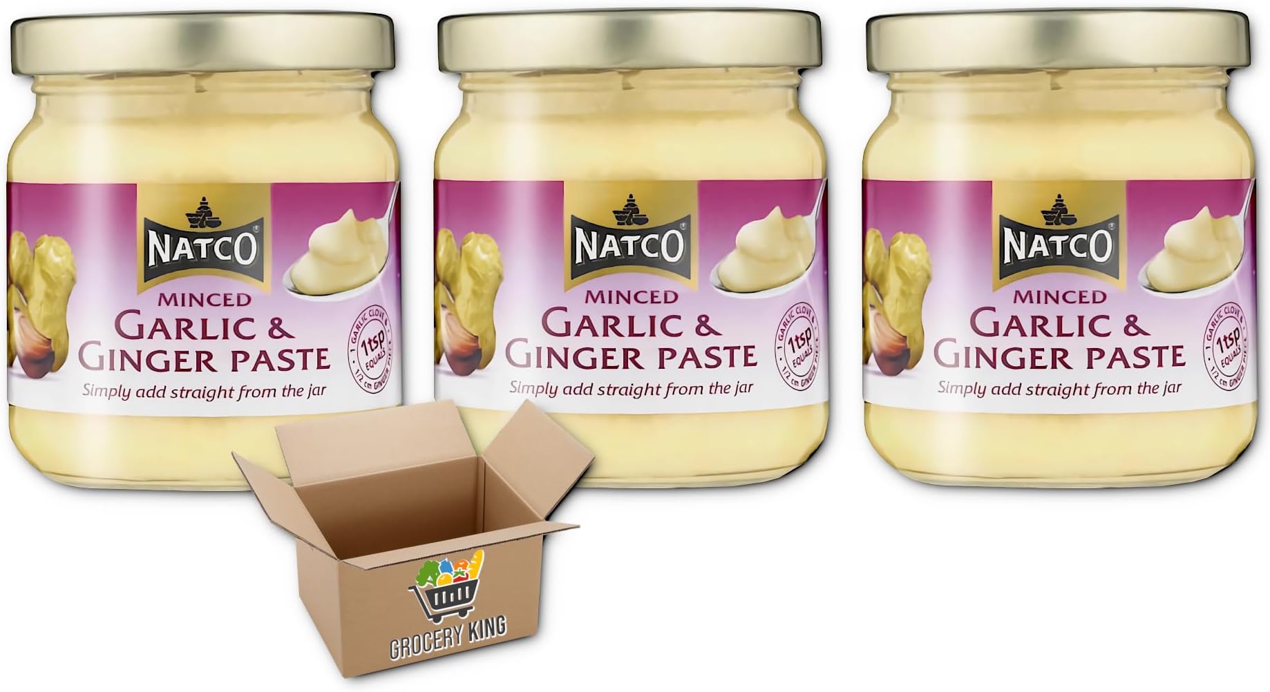 Natco Garlic & Ginger Paste 3x190g Jars Grocery King