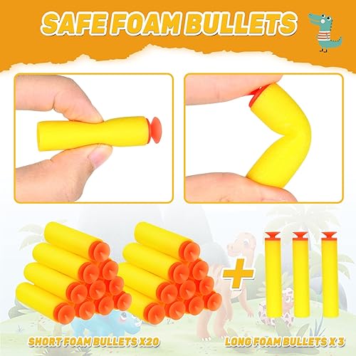 Miniatura 2 de Pistola de juguete de dinosaurio para dardos de pistolas Nerf, pistola de espuma manual, con 60 balas suaves y tambor de 16 rondas, pistolas de
