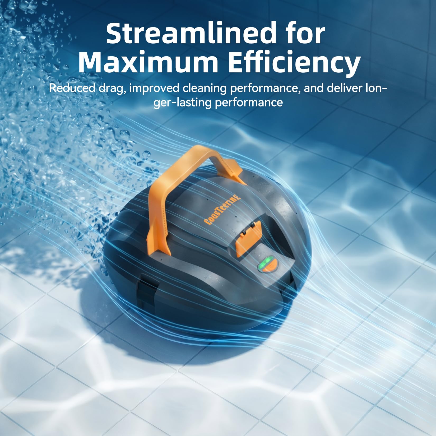 (2026 New) CoasTeering Planet Poolroboter Akku, 120 Min. Laufzeit, Auto-Parking, 2,5 Std. Schnellladung, Dual-Motor Poolsauger für Pools bis 80 m², für Aufstellpools & Schwimmbecken mit ebenem Boden