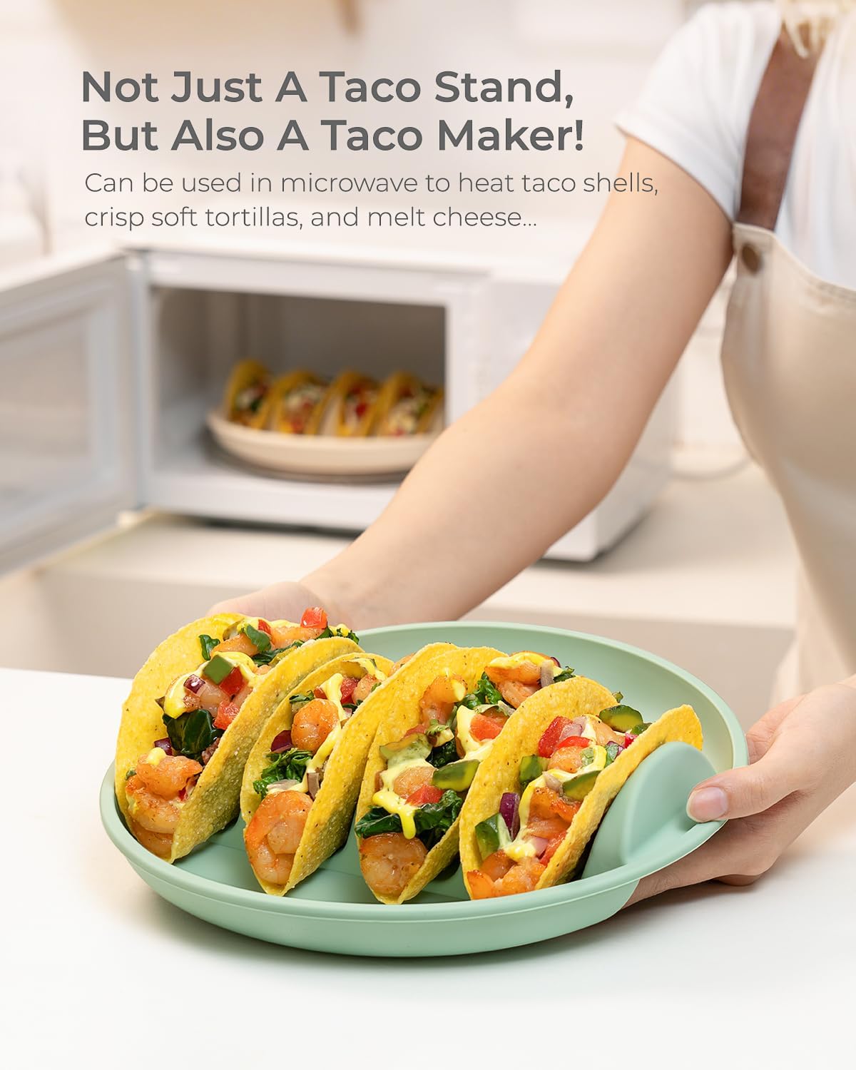 2 Pack Silicone Taco Plates, Reusable Taco Holder Plates Silicone Taco Stand Holder for Hard and Soft Tacos, Taco Tray Holder for Taco Party Serving Plates, Dishwasher & Microwave Safe Taco Holder