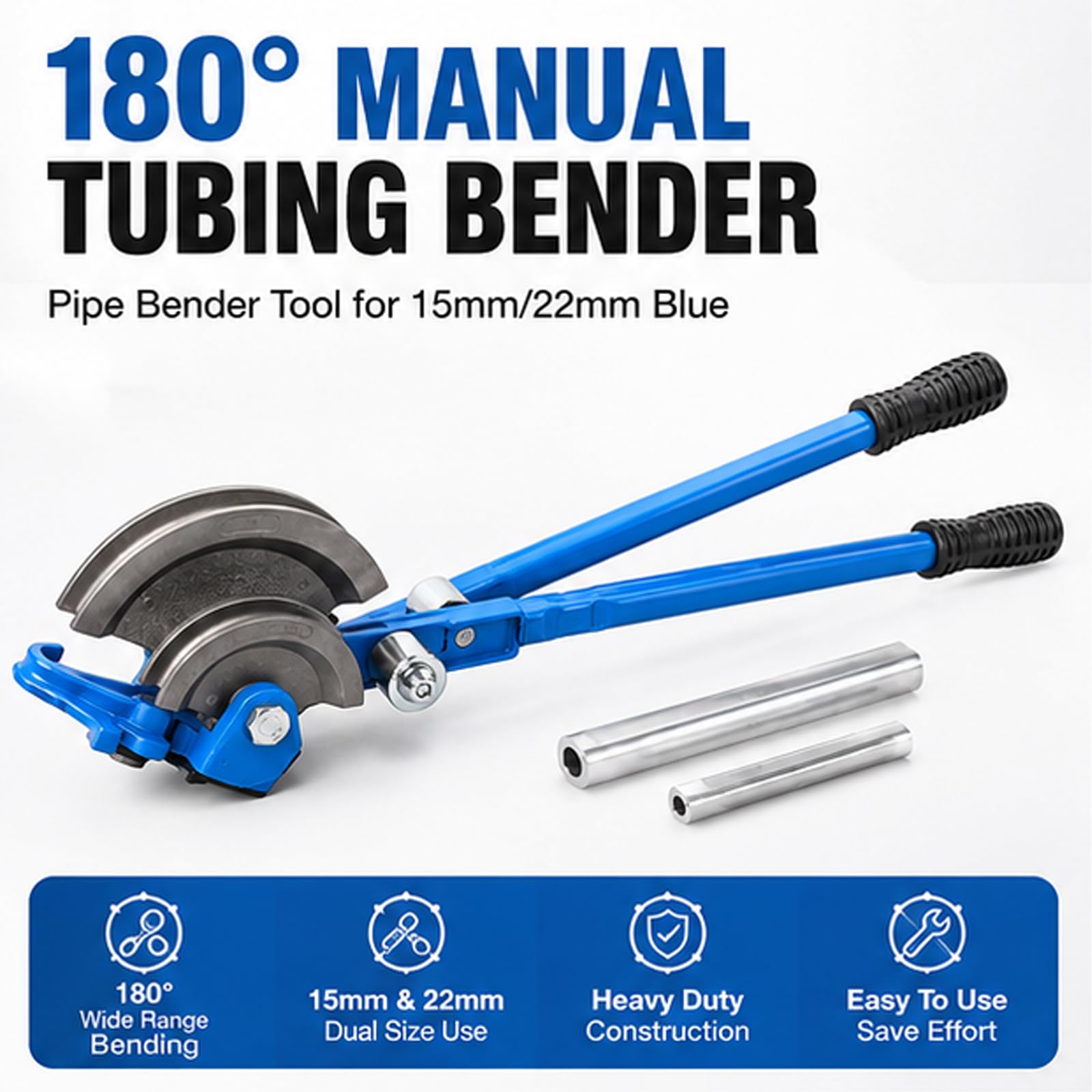 Piegatubi manuale per tubi in rame e alluminio da 15mm/22mm, 180° Utensili per piegare tubi HVAC e aria condizionata red