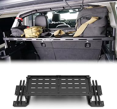 Rear Trunk Cargo Rack Basket for 2018-2025 Jeep Wrangler JL 4-Door - Heavy Duty 3mm Q235A Steel with 300lbs Capacity, 2-Tier Storage & Convertible Camping Table