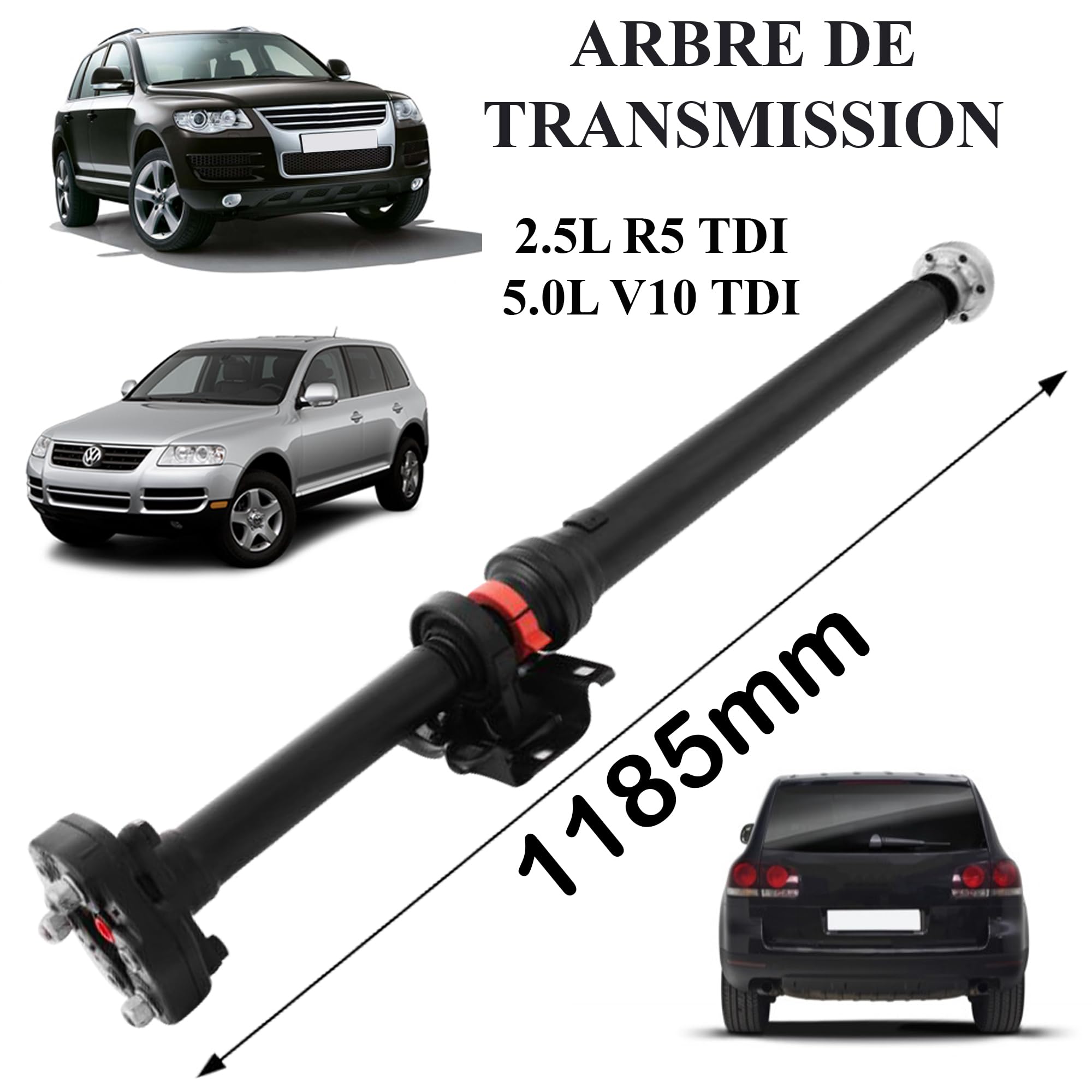 Partsline Arbre de Transmission Arrière 1185 mm compatible avec Touareg