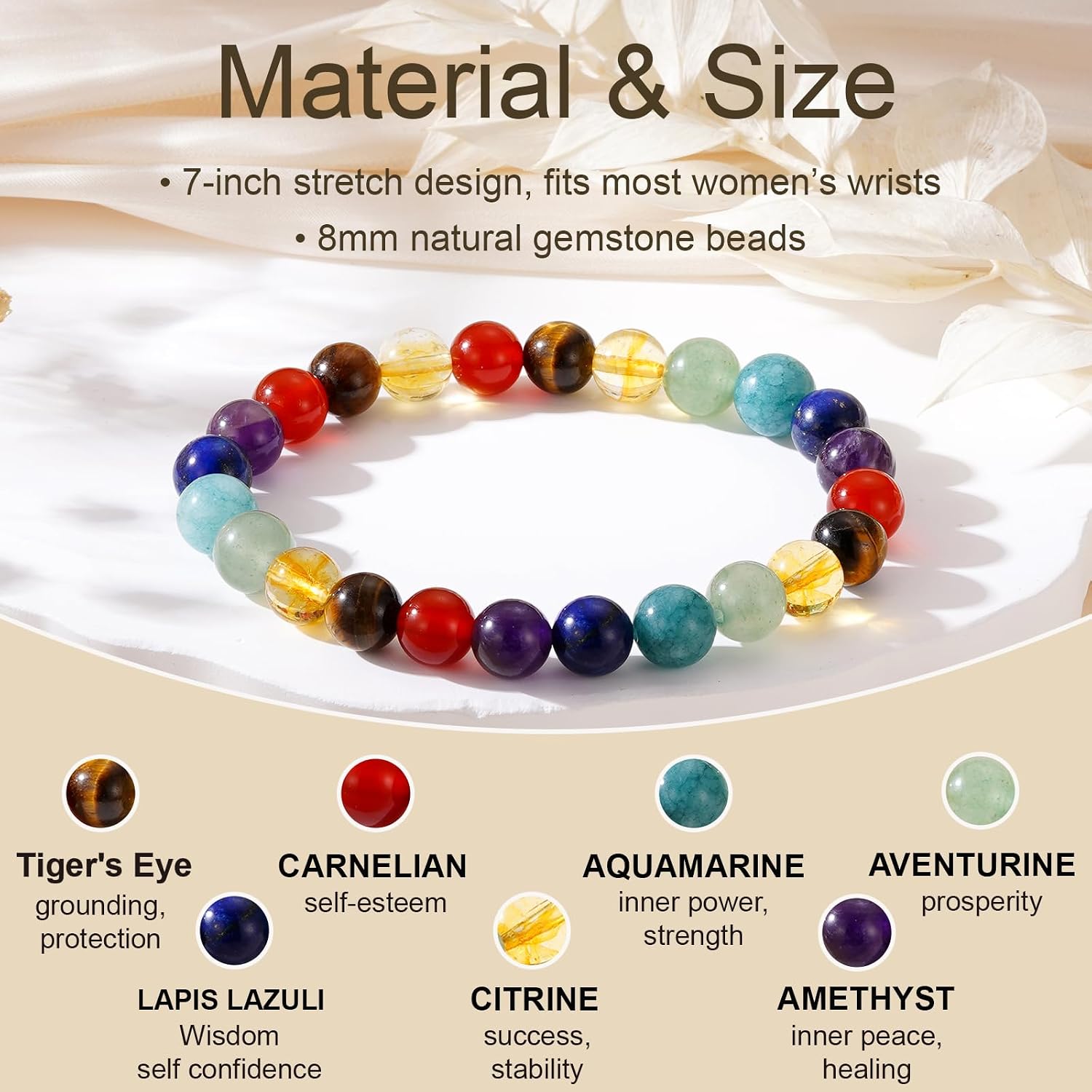 Healing Crystal Beaded Bracelet Jewelry Gifts for Women