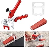 Zawaer Sistema di livellamento per piastrelle, 2 mm di larghezza per la posa 400 linguette + 200 cunei + 1 pinza per la posa delle piastrelle Cunei Per Piastrelle 601