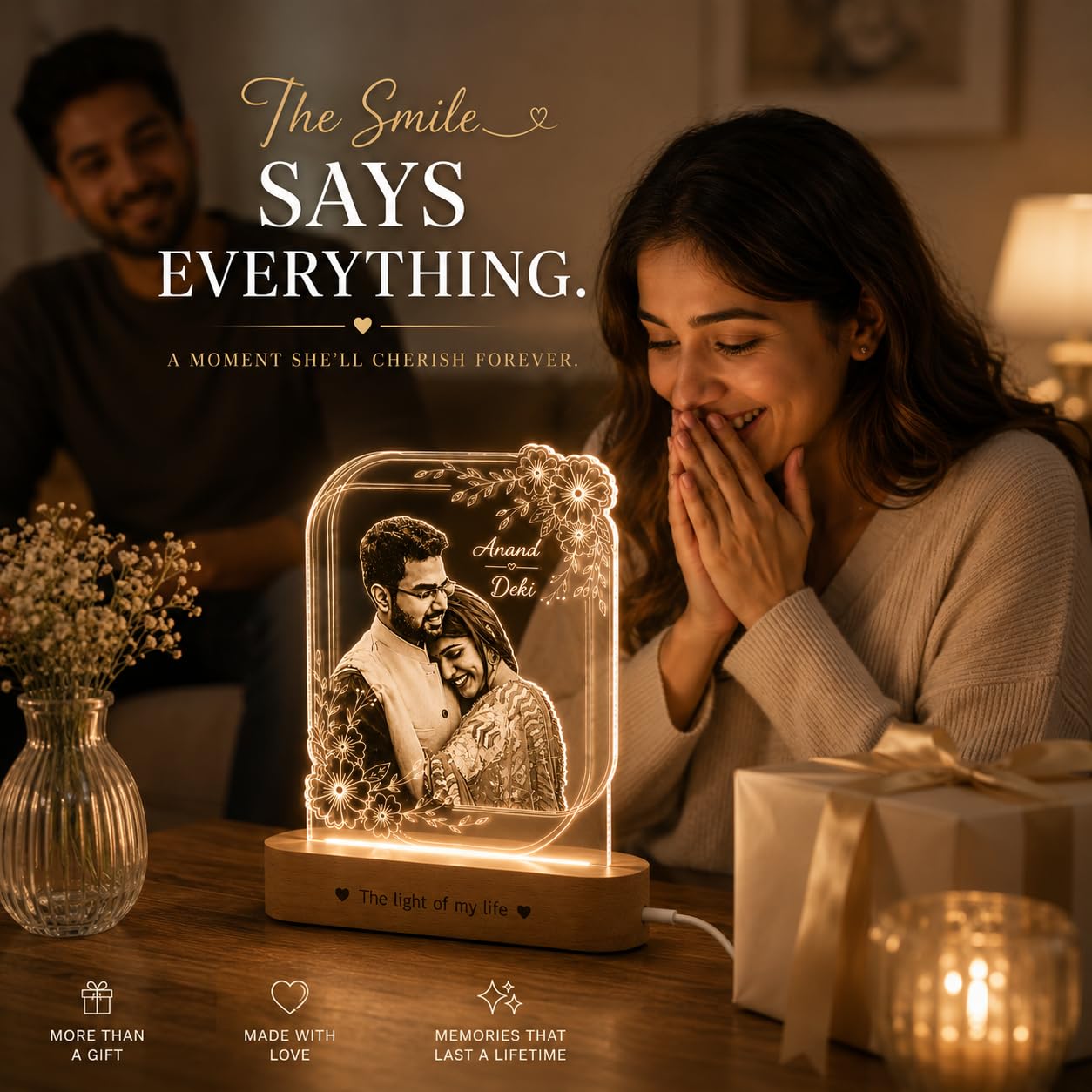Personalized LED Photo Lamp - Romantic Gift for Couples -3