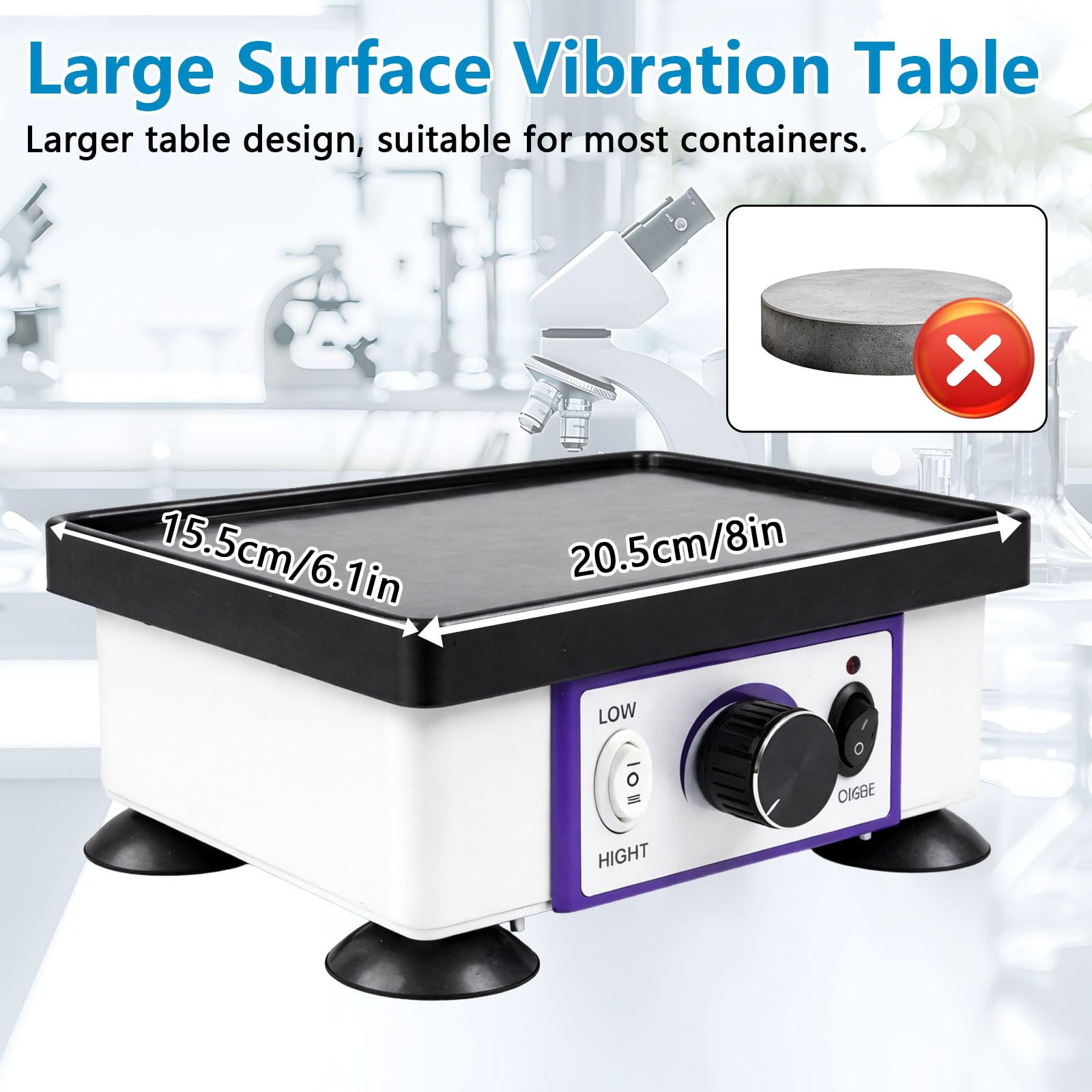 Gipsrüttler, 120W Square Rüttelplatte, Tragfähigkeit 2Kg, Einstellbare Geschwindigkeit, Elektrisch Lab Vibrator für Zahnärzte Klinik und Labore