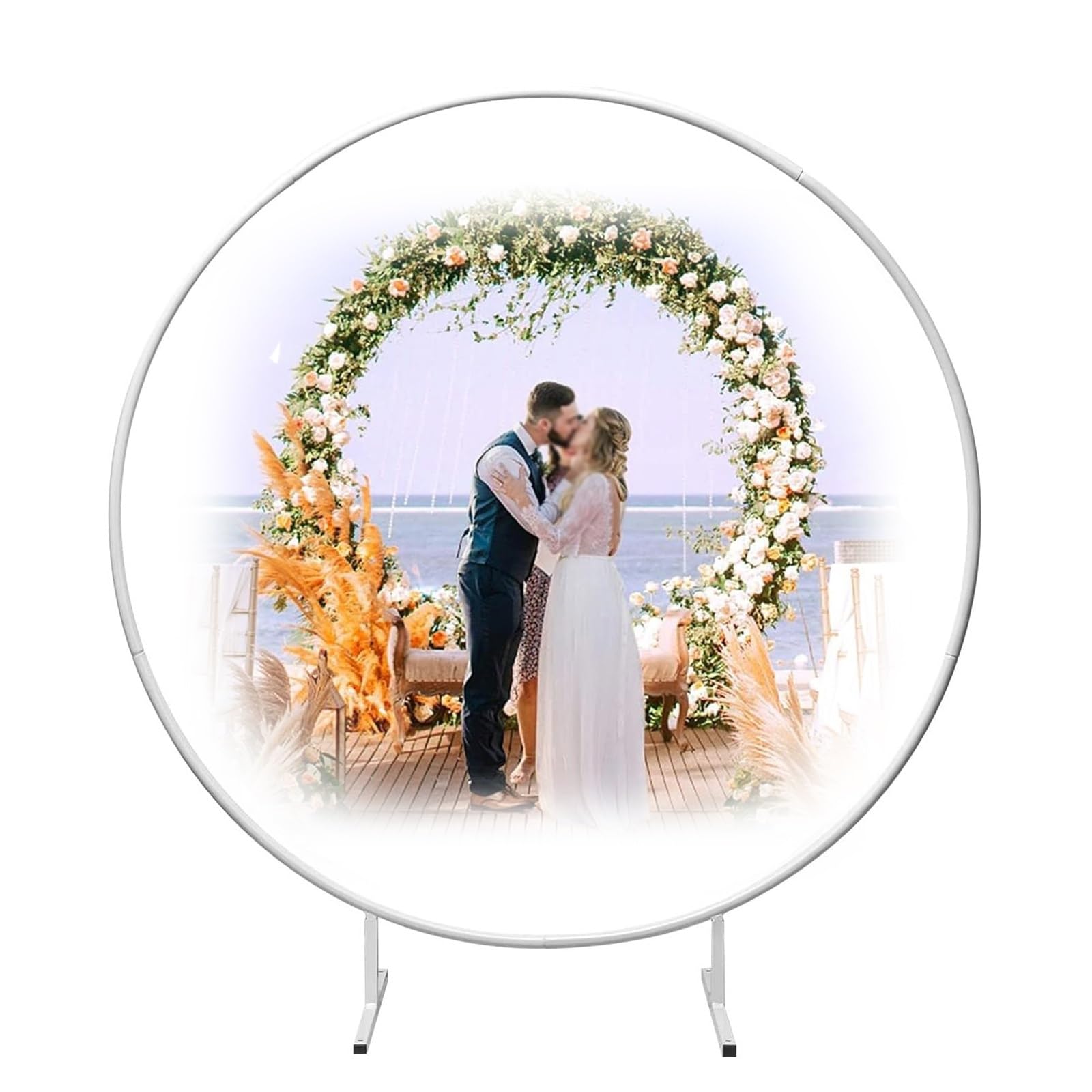 WeddingArch stojak na tło, metalowy stojak na obręcze do balonów, okrągła rama łuk kwiatowy z podstawą, na urodziny, baby shower, dekoracje na przyjęcie absolwentów, łuk ślubny, okrągły stojak na tło,
