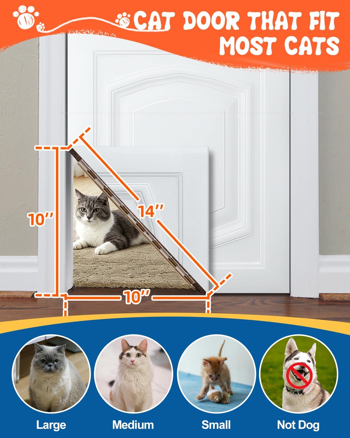 Cat Corner Door Hinge Kit, Interior Pet Flap Magnetic Locking DIY | Space-Saving Corner Mount, Heavy-Duty Hinge, Magnetic Open Lock, Precision DIY Template, Scratch-Resistant Easy-Clean Surface