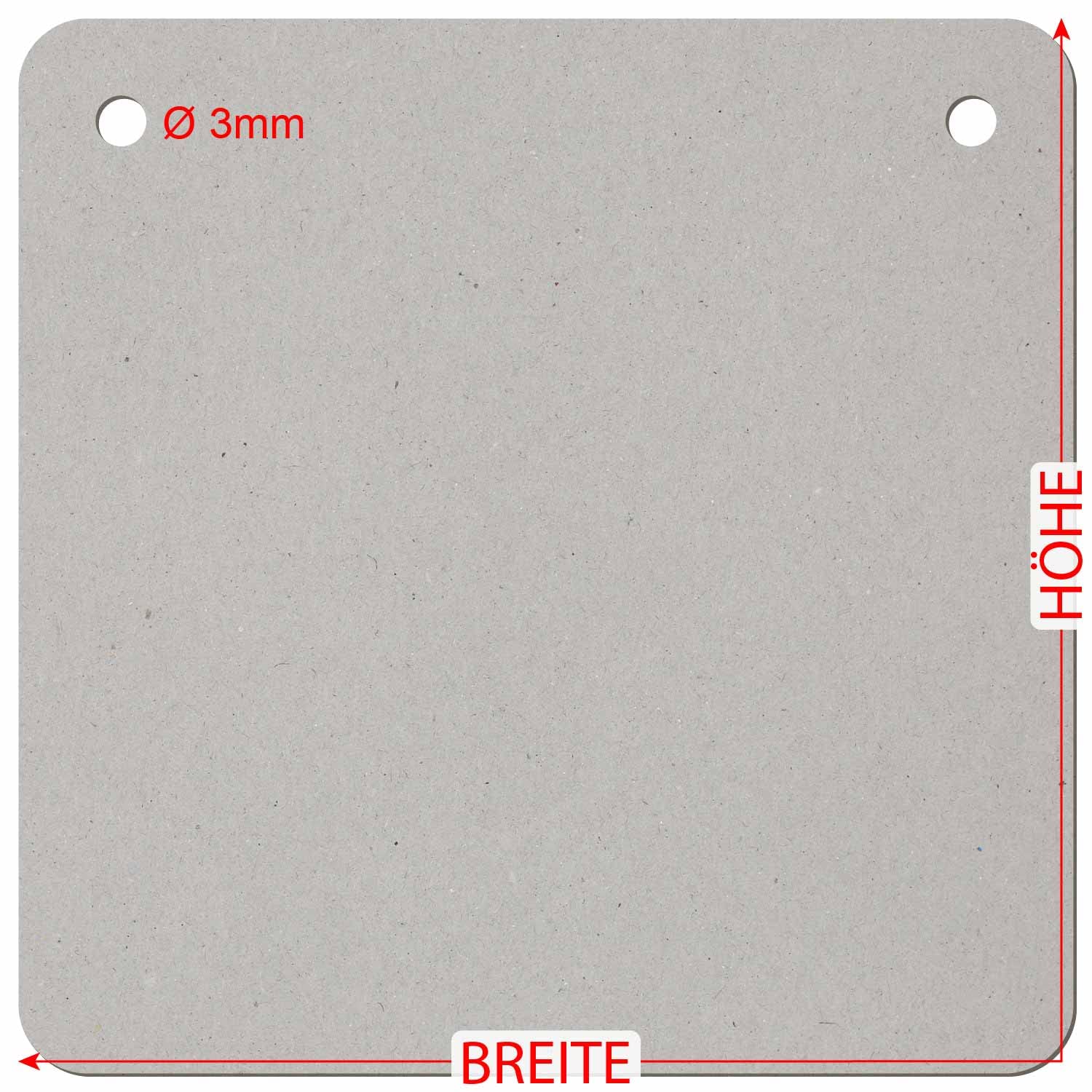 Carton carré avec coins arrondis et deux trous côte à côte - Décoration de bricolage de 3 à 50 cm - Taille : 40 cm - Lot de 10 pièces.