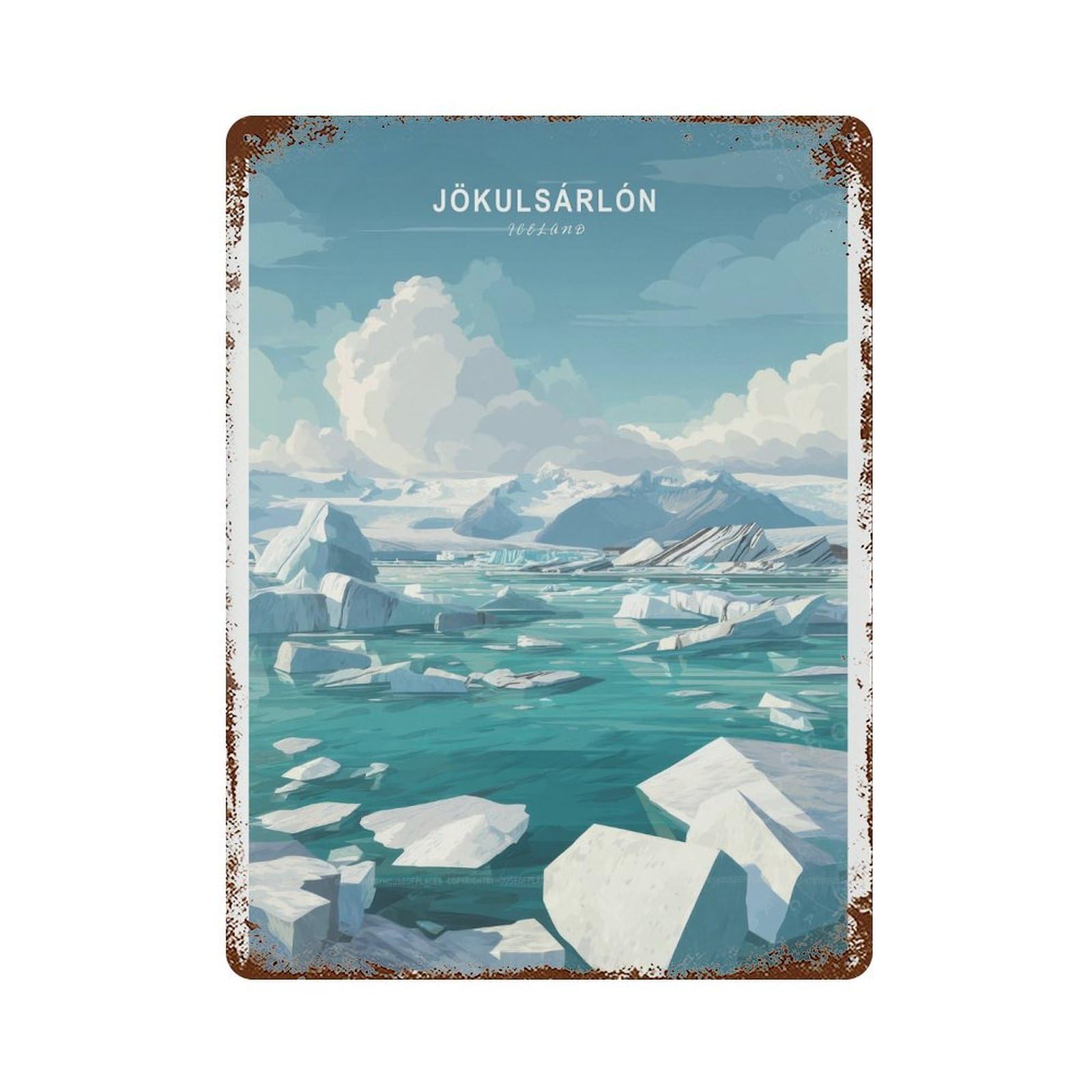 xiaoxiaoshen Jökulsárlón Iceland Travel, Custom Home Decor Wall Decor Art Metal Tin Poster Modern Home Decor Art Home Bar Shop Decorations Vintage Sign 40x30cm