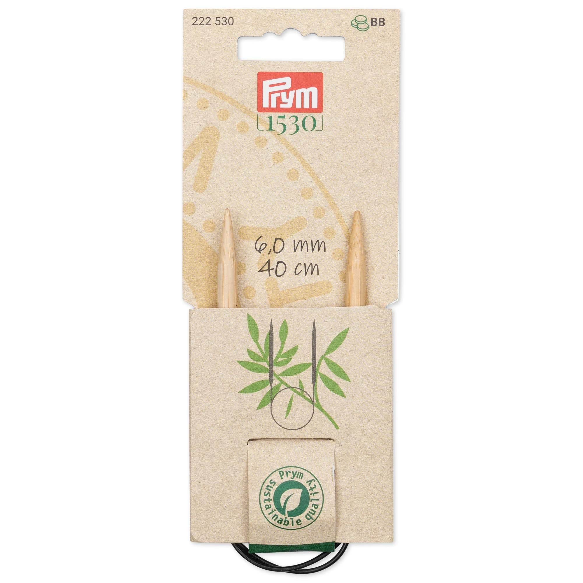 Prym 222530 Rundstricknadel Prym 1530, Bambus, 40cm, 6,0mm, Holzfarben