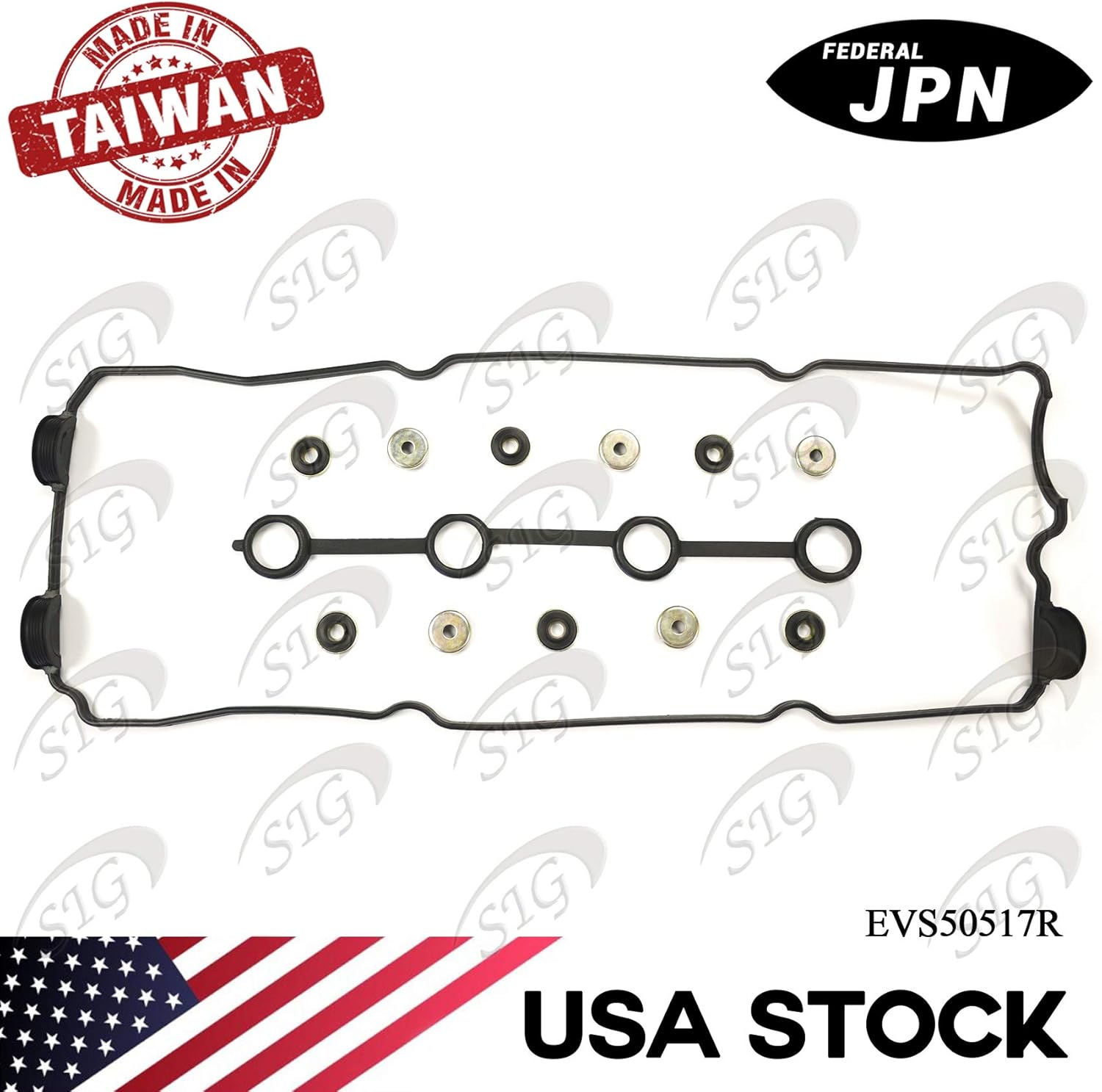Engine Valve Cover Gasket Compatible with Nissan Model Altima 1993-2001 with Engine Base 2.4L L4 2389cc (Replacement# VS50517R, 151084001) - EVS50517R