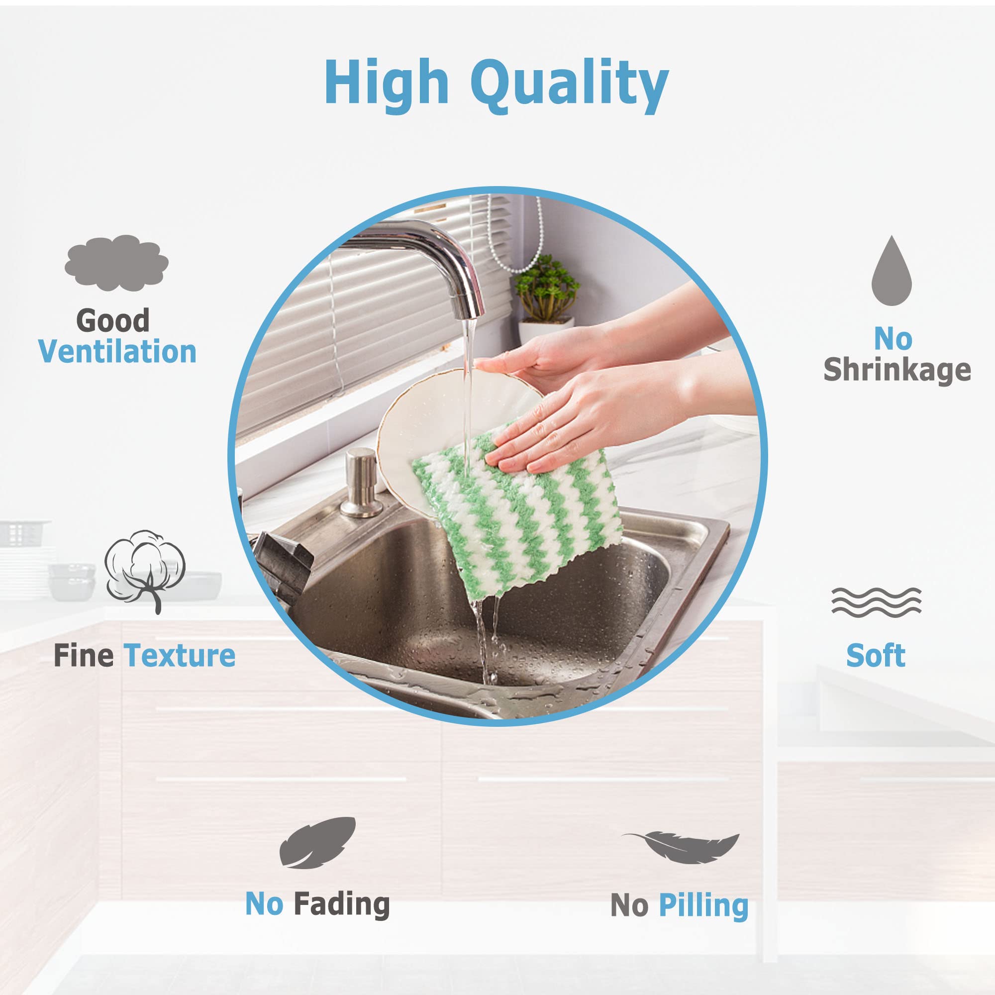 Paños de cocina reutilizables absorbentes, 10 piezas, trapos para secar platos, lavar platos, sin olor, 12 x 12 pulgadas