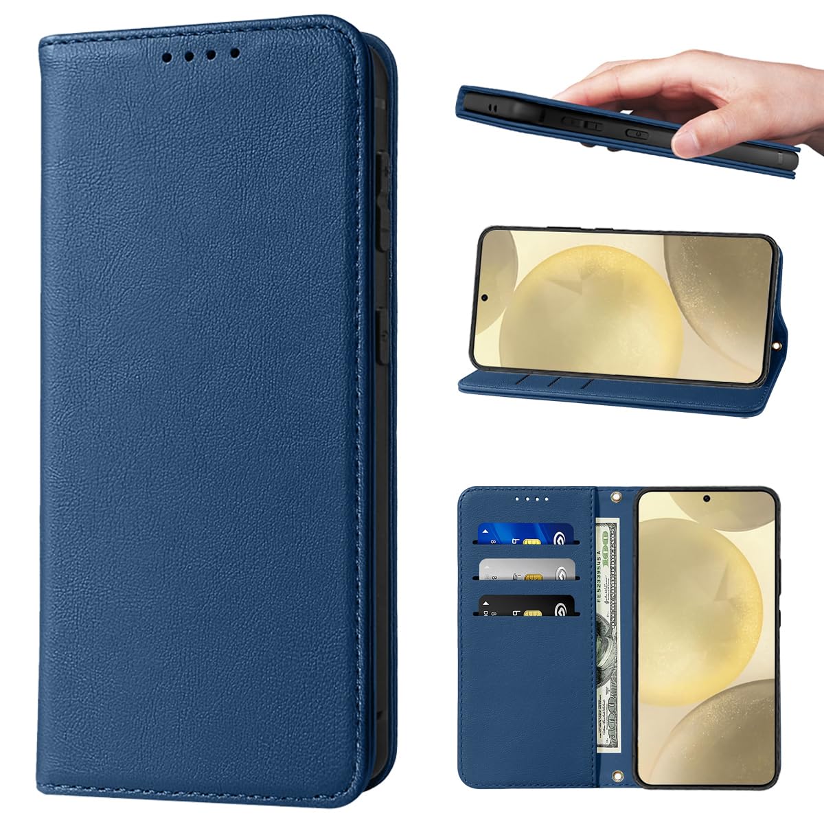 Wallet Case for Samsung Galaxy S26 Phone Cases Premium Leather PU Flip Cover Magnetic Shockproof Closure Book Design with Kickstand Feature & Card Slots Galaxy S26 Case - Blue