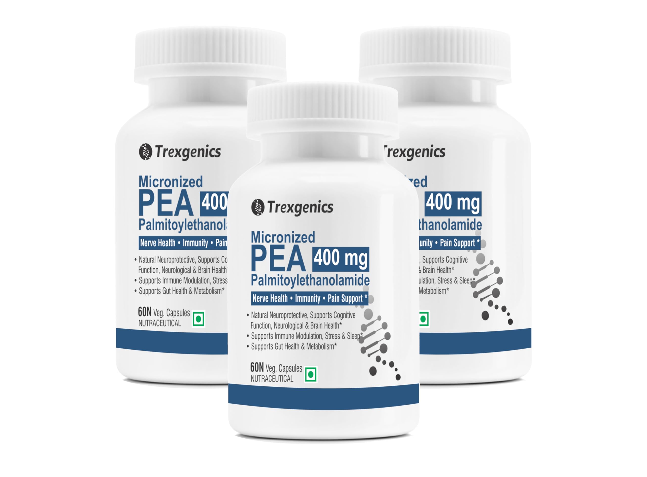 Trexgenics PALMITOYLETHANOLAMIDE (PEA) MICRONIZED 400 mg, Ultra Pure & Stable, Nerve Health, Immune System Modulation, Metabolic Health, Sleep (60 Veg Capsules) — Amazon image 11
