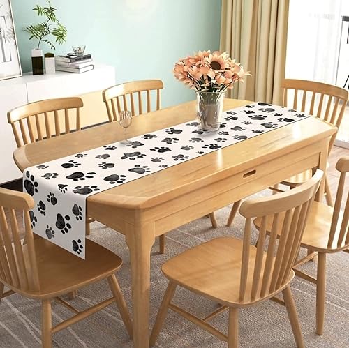 Miniatura 2 de Nepnuser Camino de mesa con estampado de patas de perro, cachorro, decoración de fiesta de cumpleaños, granja, comedor, cocina, decoración del hogar