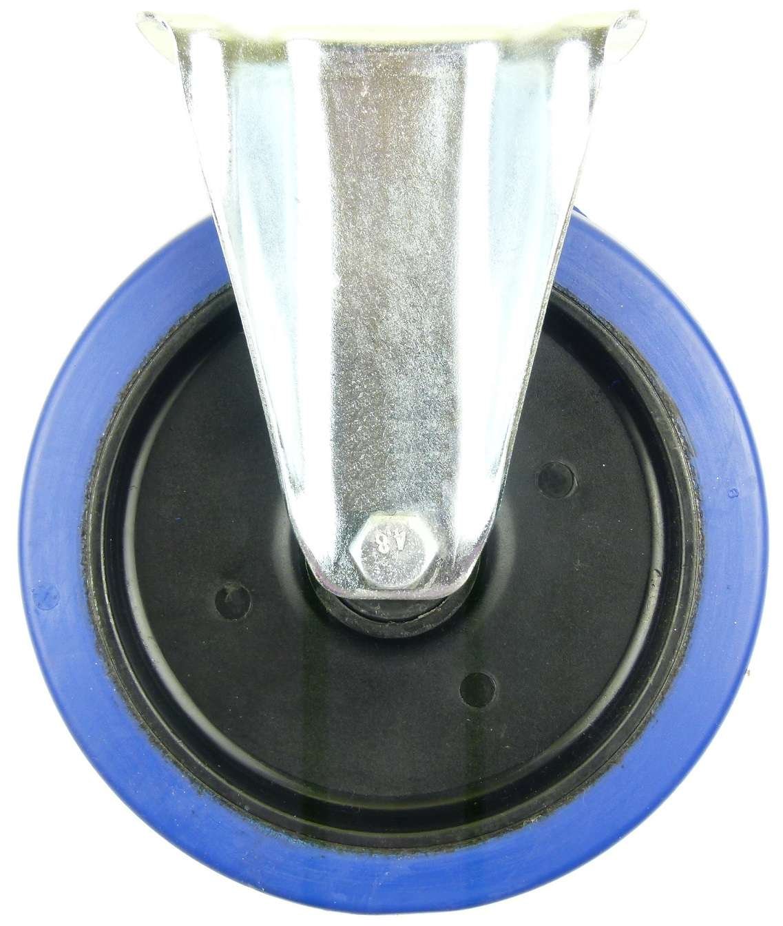 1 Satz 200mm Blue Wheels Lenkrollen + Bockrollen, Transportrollen Elastik Blau 350kg / Rad - INDUSTRIEQALITÄT (2x Lenk + 2x Bock)