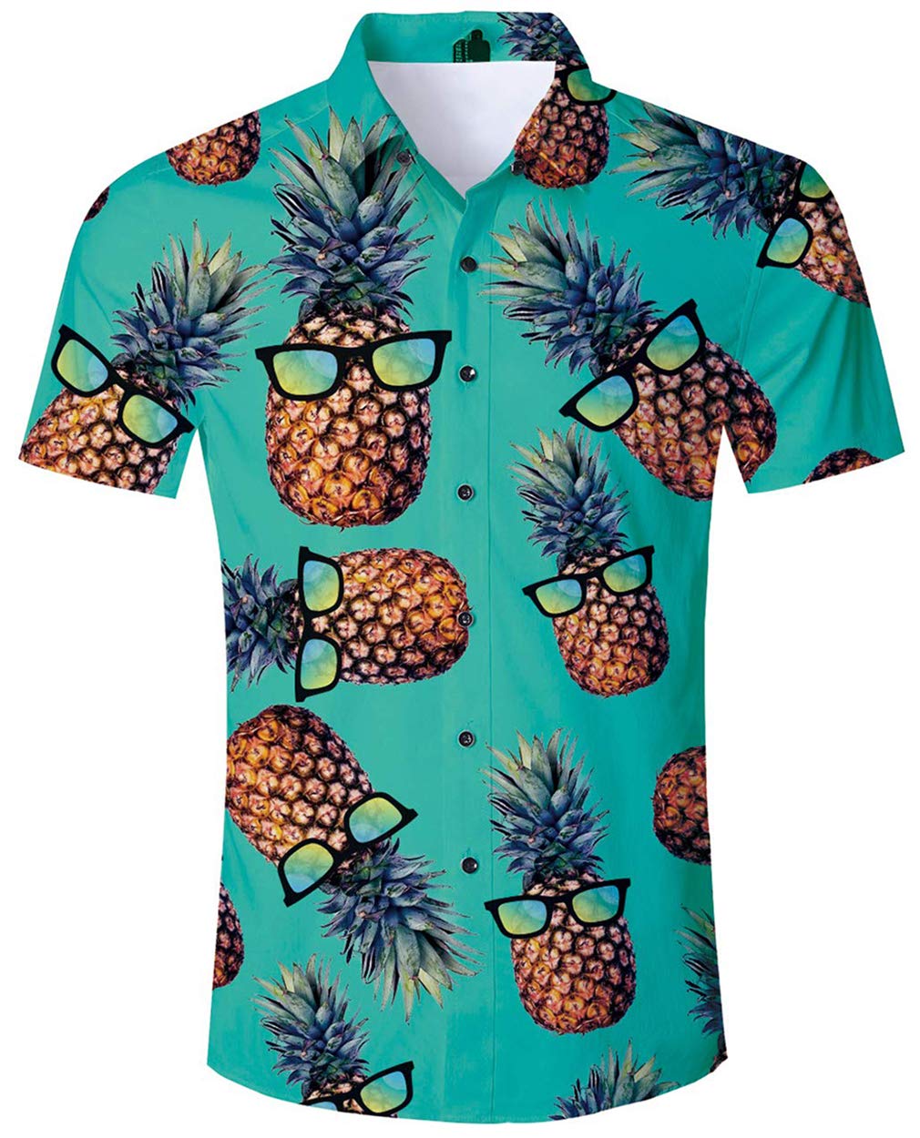 ALISISTER Hawaiihemd Herren 3D Drucken Lässig Button Down Strandurlaub Hemd Aloha Kurzarm Hawaii Hemd M-XXL