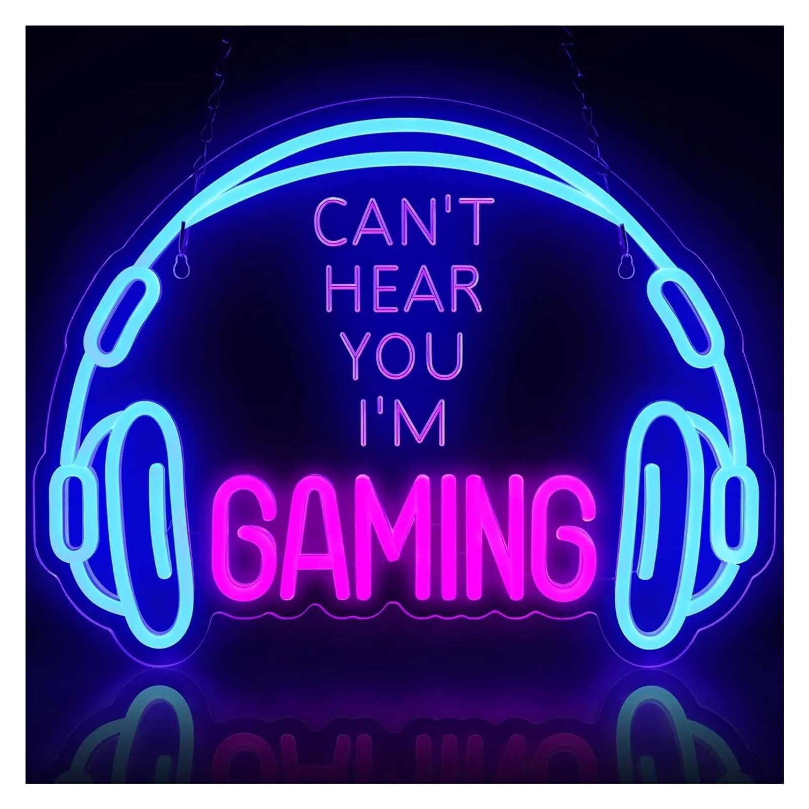 Insegna Luminosa a LED dimmerabile per Videogiochi, Ideale per Giocare, Creare un'atmosfera da Gaming, con Cuffie, Zona Gioco, Camera da Letto e Decorazione murale (Non Ti Sento, s
