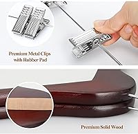 Vista 3 de TOPIA HANGER Perchas de madera para trajes con clips de metal ajustables (paquete de 10), perchas de madera maciza, gancho giratorio de 360°