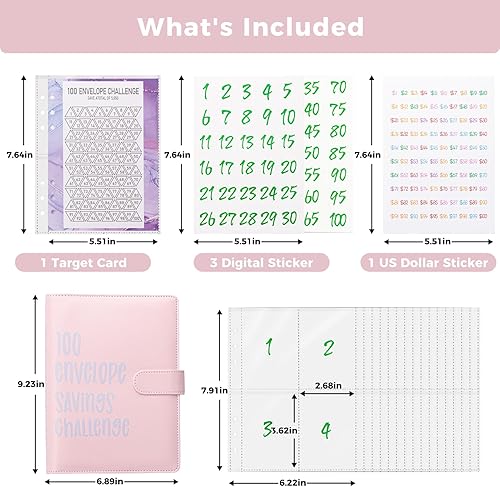 Miniatura 2 de Carpeta de desafío de 100 sobres, carpeta de ahorro A5 con sobres de efectivo, planificador de presupuesto de ahorro de dinero, libro planificador