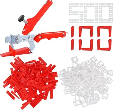 601 PCS Tile Leveling System Tiles Leveler Spacers 1.5mm, 500 PCS Tiles Leveler Spacer Clips + 100 PCS Reusable Tile Level Wedges + 1 PCS Tile Leveling Pliers