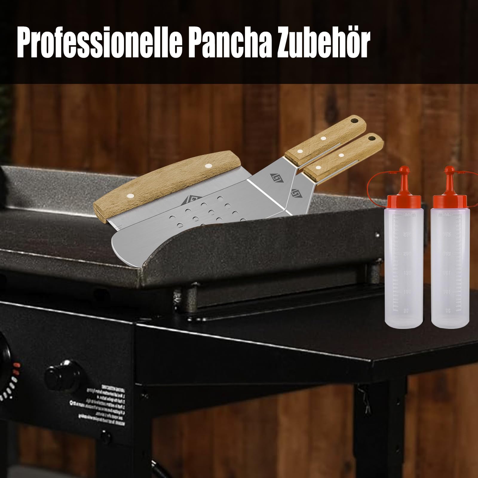 Plancha Plancha zestaw szpachelek do grilla, zestaw sztućców do grilla ze stali nierdzewnej, akcesoria Plancha do płyty grillowej Plancha, prezent dla mężczyzn