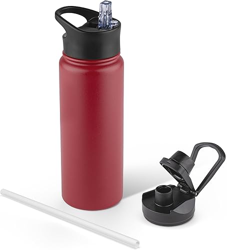 Miniatura 26 de Paquete de 8 botellas de agua deportivas de acero inoxidable con aislamiento de 32 oz, botellas de agua con tapa de pajita y tapas de boca ancha,