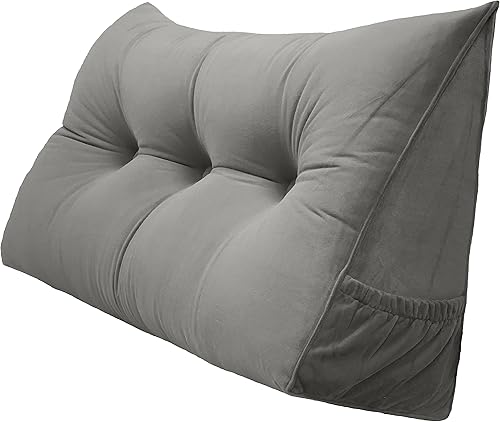 Peachwell Almohada triangular de lectura para reposo en cama, cojín grande para cabecero, respaldo, almohada de cuña con funda extraíble y dos