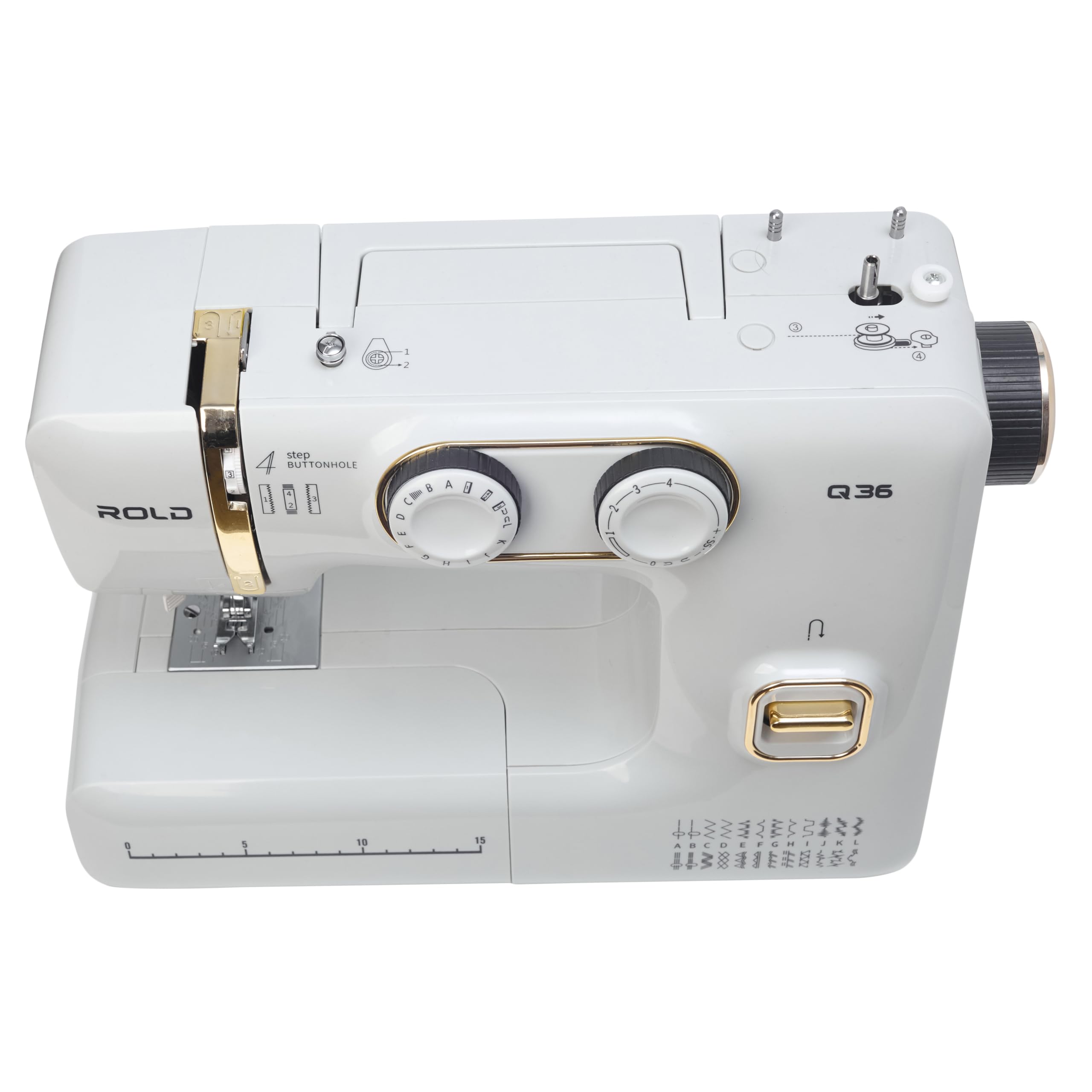 ROLD Q36 Nähmaschine mit 25 Stichen Nähen, Knopfloch, 100-Watt-Servomotor, Nadeleinfädler, Freiarm