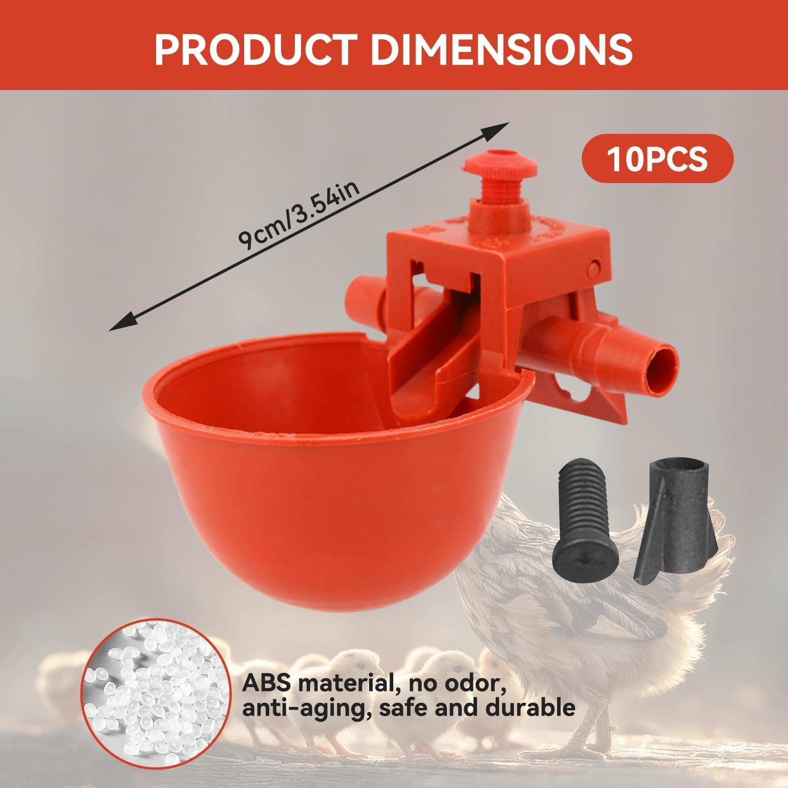10 Tazze per Abbeveratoio Pollo, Bevitori Automatici in Plastica Mangiatoie Utensili Acqua Potabile, Macchina Bere Pollame Gabbie Abbeveratoio Da 3,5 Pollici Tazza per Uccello Quaglia Piccione Pollo