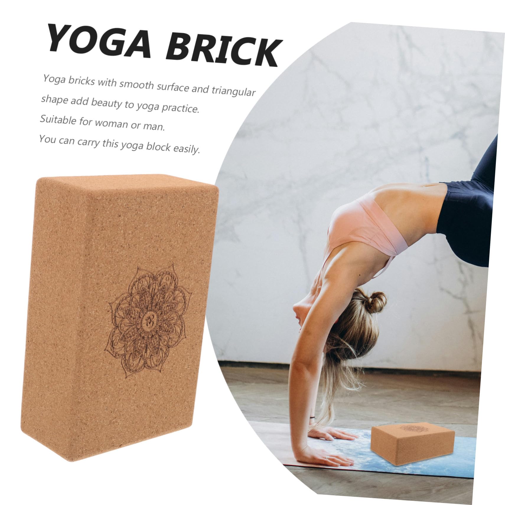 Kork Yoga Block für Dehnung, Entspannung und Training mit Mandala